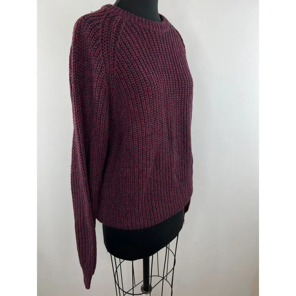NEW Northern Isles Burgundy Long Sleeve Crewneck Heavy Knit Sweater Size L Large
